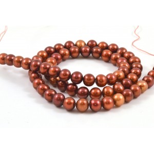CULTURED FRESHWATER COPPER COLOR PEARLS SEMI ROUND 6MM*
